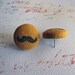 mustard yellow fabric button mustache earrings