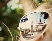 Reflection of a monument in glasses, Montpellier, France - Polaroid - Fine Art Photograph