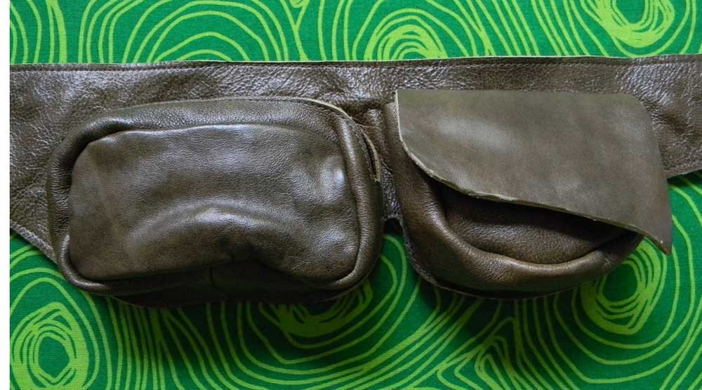 Travel leather pouch belt - Burning Man