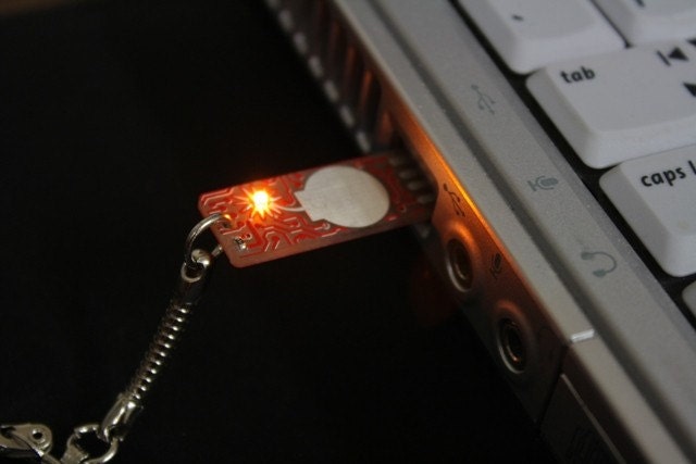 Circuit Board Keychain with Bomb - lights up