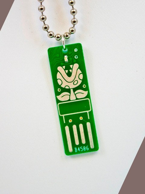 Piranha USB Circuit Board Necklace with Ball Chain