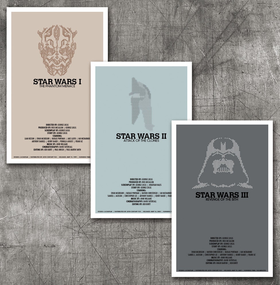 Star Wars New Trilogy Poster Collection - Three 11x17 Fine Art Prints
