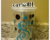 Personalized Polka Dot Acrylic Tumbler with Lid and Straw