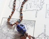 Purple Skull Necklace on Antique Copper Ball Chain w/ Swarovski Crystals
