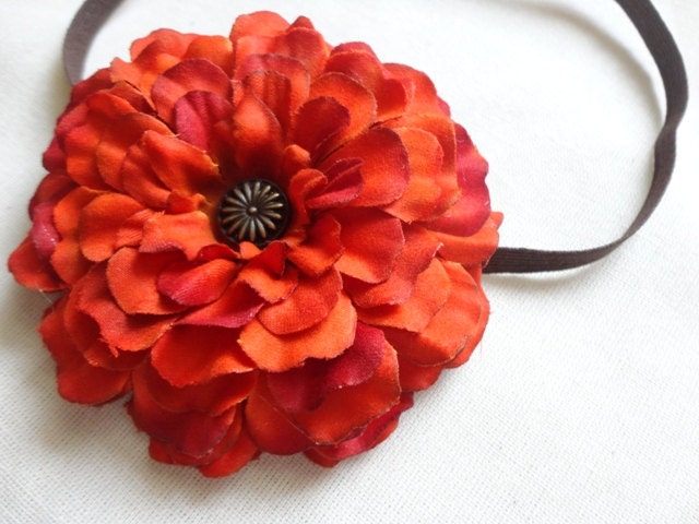 Orange Fall Flower Headband