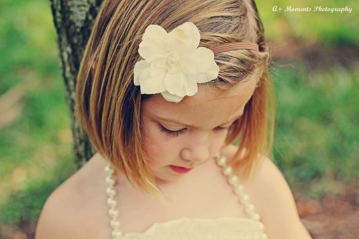 White Cream Flower Headband