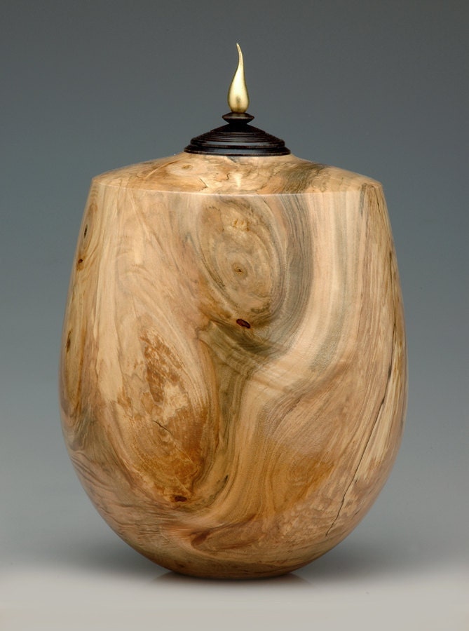 Fancy Maple and Gold Flame Urn