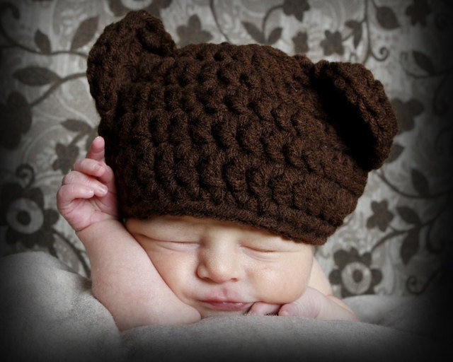 Newborn Bear Hat Little Bear Cub Chocolate Brown