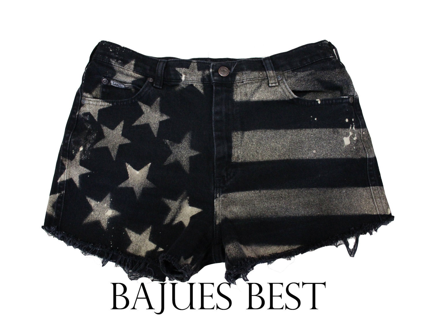 Raw Black American Flag Distress Shorts