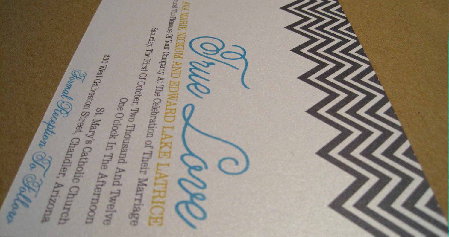 Chevron Love Shimmer Wedding Invitation Sample