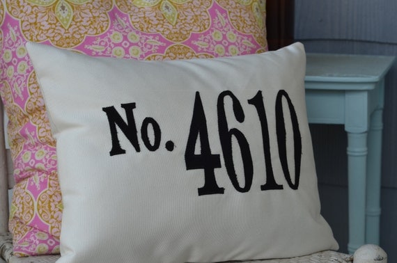 House Number Pillow Address Pillow Sunbrella Fabric