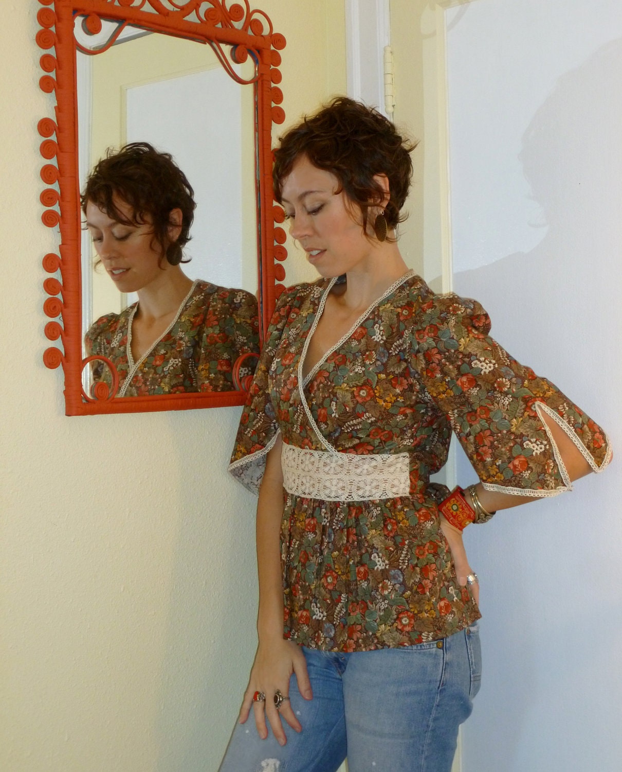 HALF OFF Vintage Woodland Prairie Blouse... size Medium