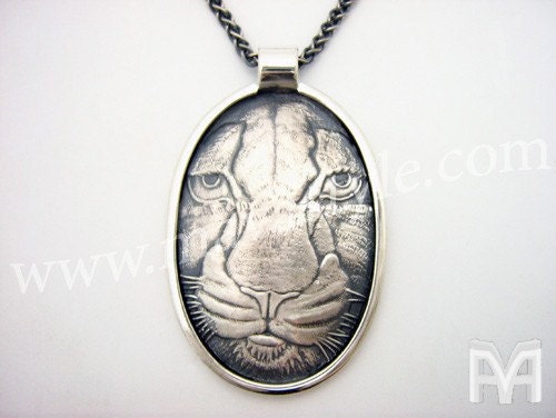 Sterling Silver Tiger Pendant Pendentif de Tigre Animal