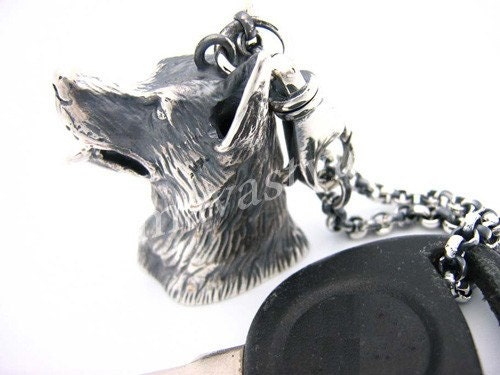 Sterling Silver German Shepherd Dog Keychain Key Chain