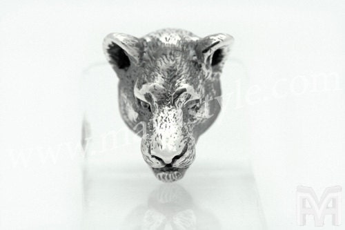 925 Sterling Silver Lioness Lion Tiger Pin Brooch
