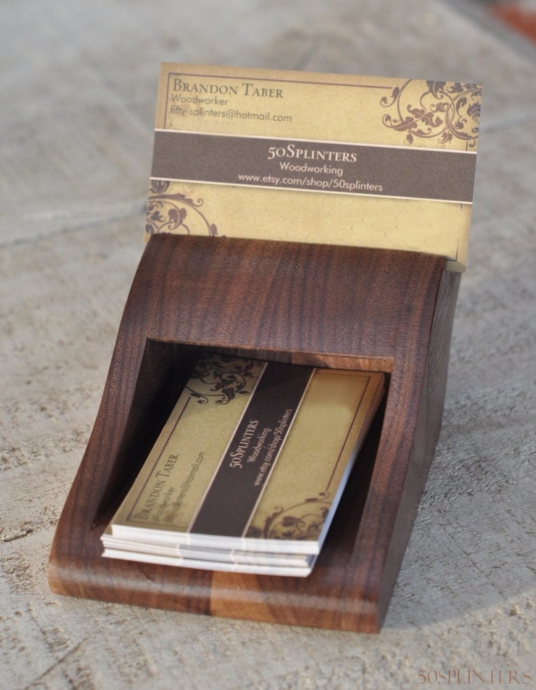 Wooden Business Card Holder in Walnut