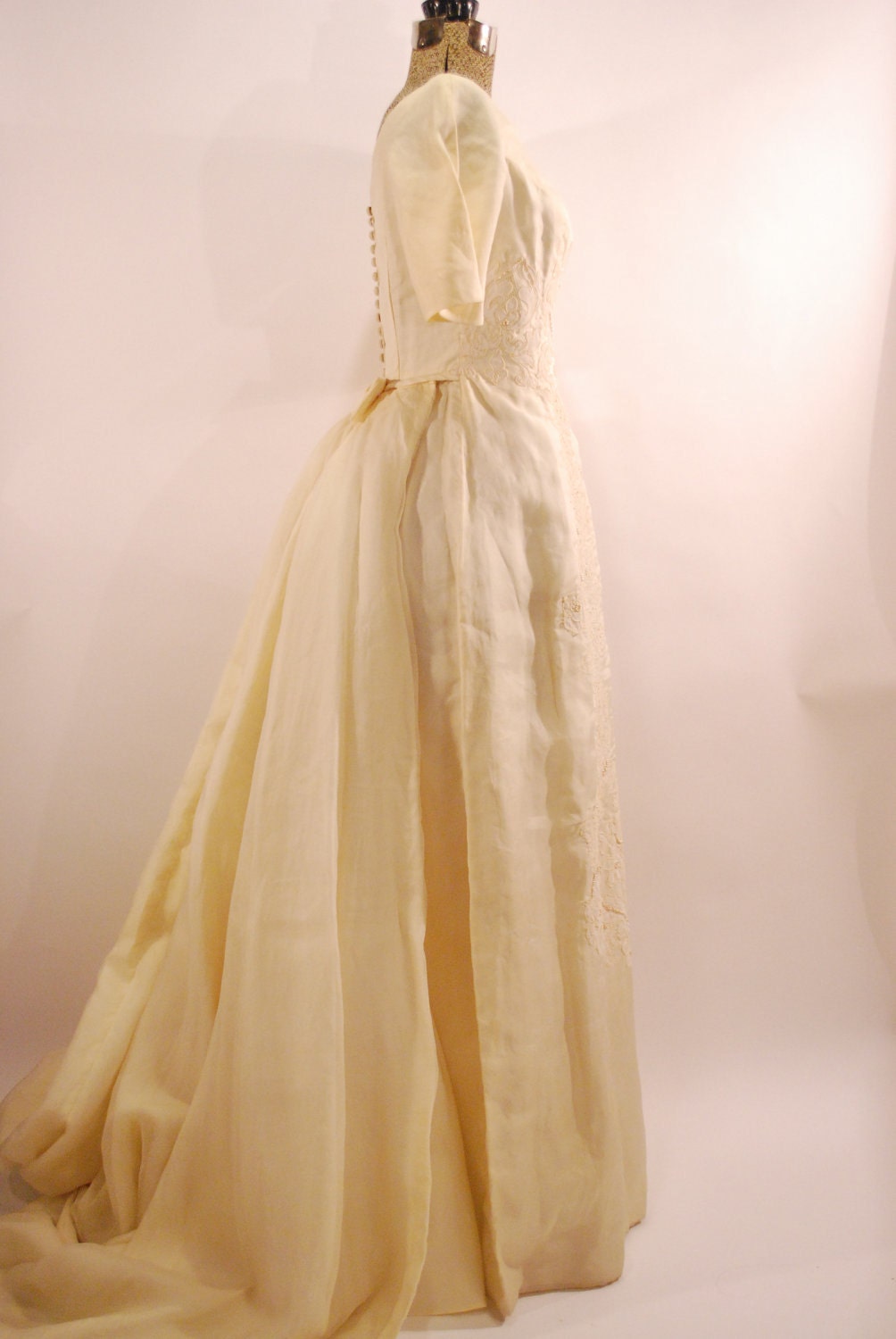 Vintage Beaded Wedding Gown (S)