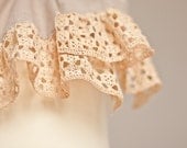 Linen Scarf Vintage French Lace Natural Taupe Beige Peach upcycled Eco Friendly boho neutral OOAK