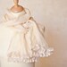 Linen Scarf Vintage French Lace Natural Vanilla Cream Beige Bridal Wedding OOAK
