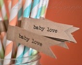 Baby Shower Straws with Kraft Flags