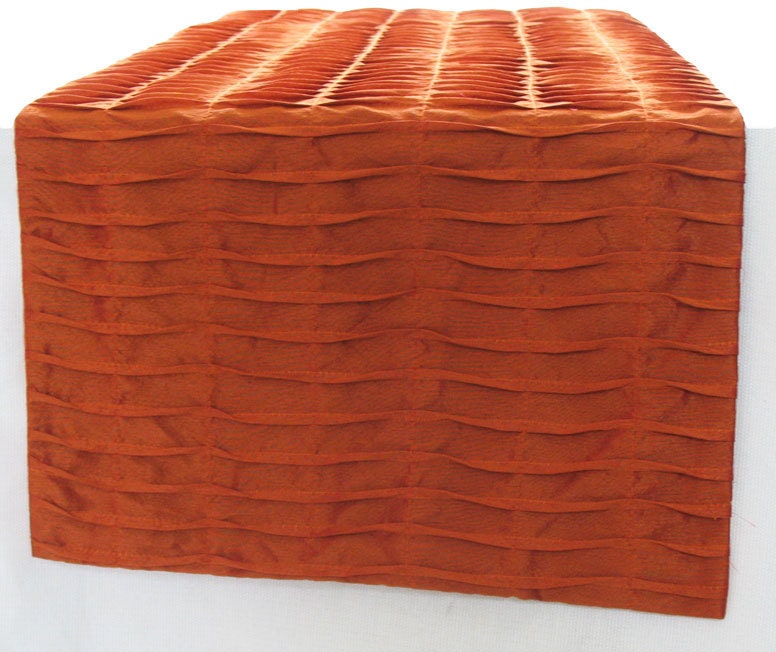 rust orange table runner 60 inch textured pleated custom made - comfyheaventabledeco