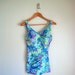 vintage 60s blue Roxanne floral bathing suit