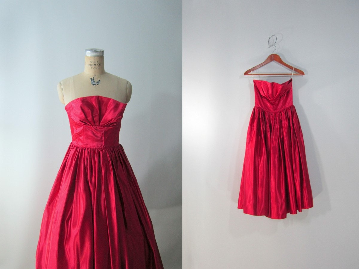 vtg 1980s Formal // Gunne Sax Pink Strapless Prom Dress // xxs-xs