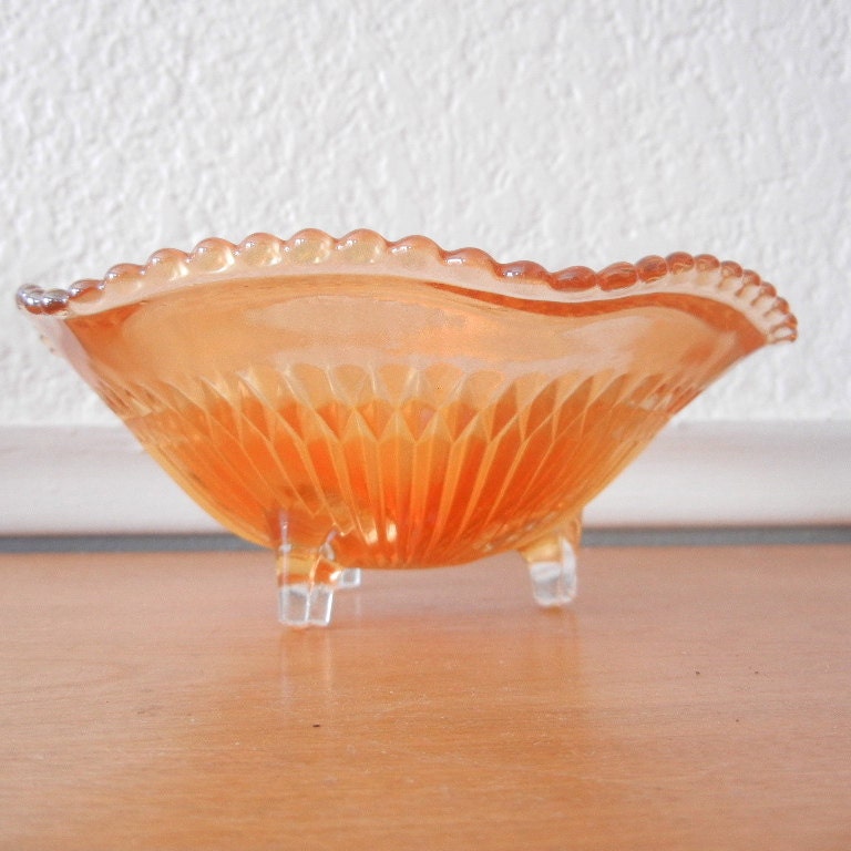 Iridescent Candy Dish, Jeannette Glass Company, Anniversary Pattern c.1940s