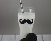 50 Black Striped Biodegradable Paper Straws   -  Milk & Cookies - Party - Birthday - Baby Shower - Wedding