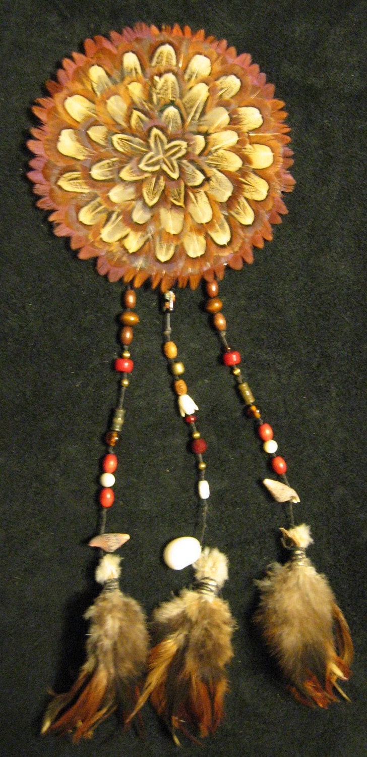 Feathered and Beaded Earth Mandala - Holiday Special Pricing
