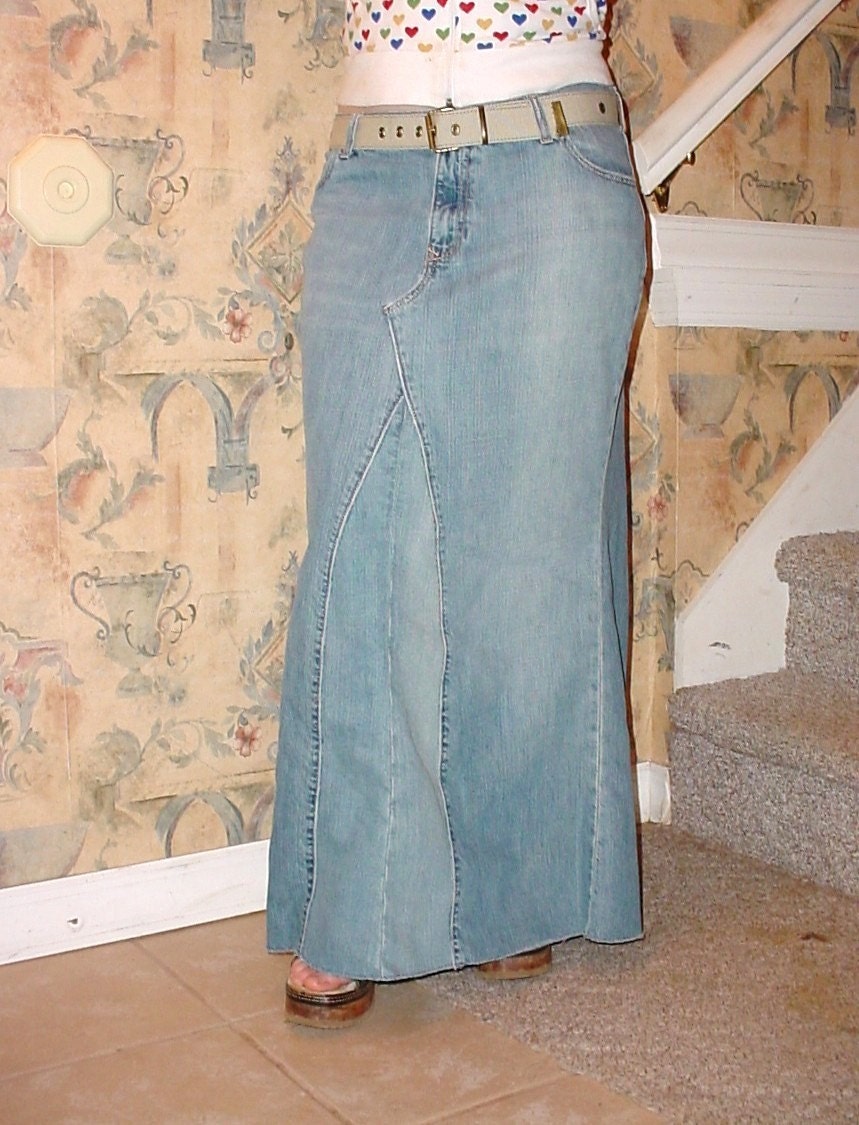 Super Cute Long Jean Skirt Size 18 Old Navy by CustomJeanSkirts