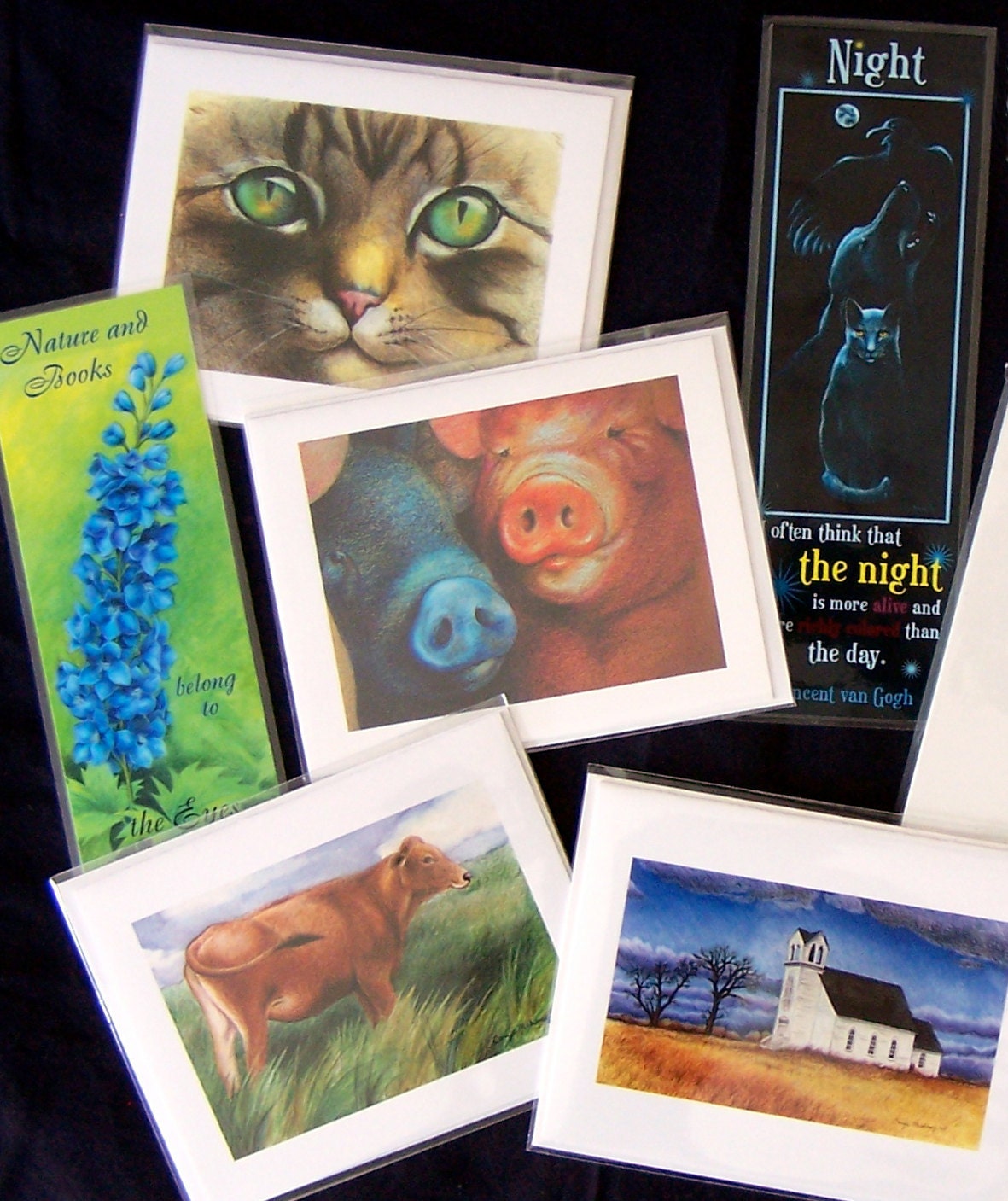 Two Bookmarks or Blank Note Cards - GREAT Valentines or customizable gift - Stationery Set, Thank Yous, Gift for Readers