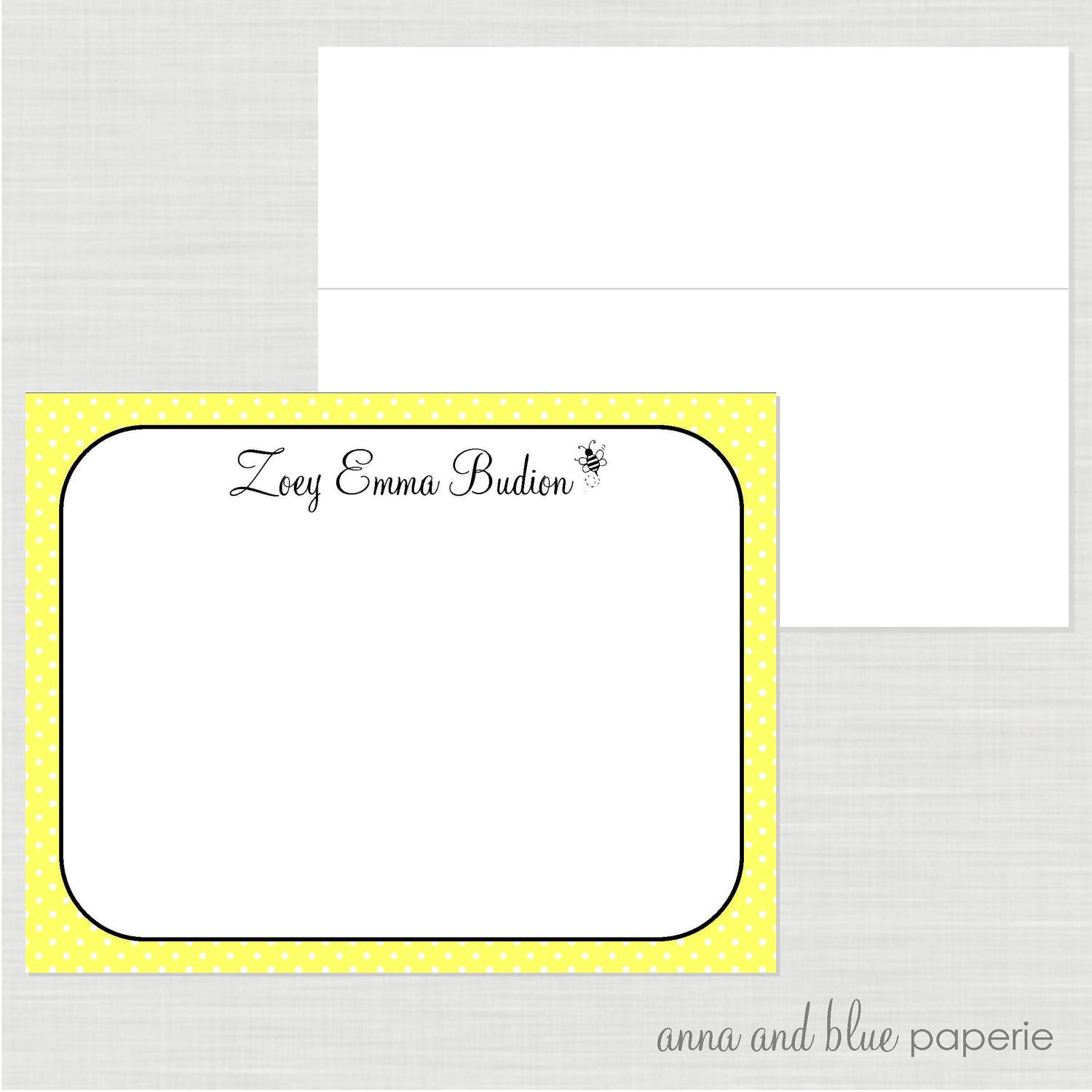 Custom PRINTABLE Bee DIY Note Card - by anna and blue paperie Il_570xn