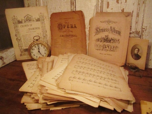 RESERVED for Easyshop21 - Vintage Sheet Music and Music Pages - Collection of 50 Pages for Home Decor, Altered Art or Scrapbooking
