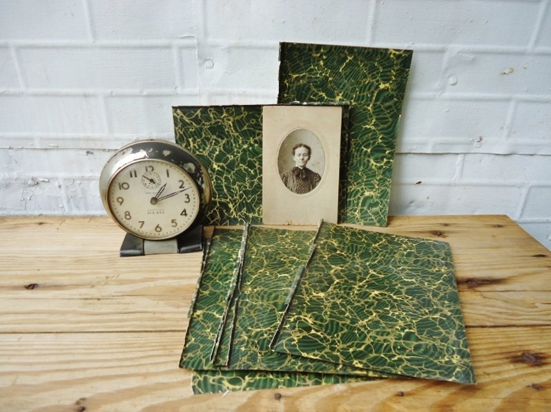 Antique 1913 Marbled Book Pages - Set of 9 - Perfect for Altered Art, Scrapbooking and More
