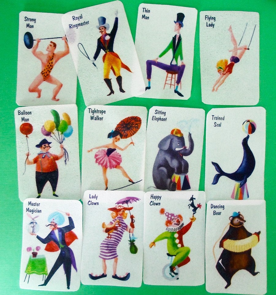 One dozen vintage circus edible image wafer paper for your cookies, fondant and chocolates