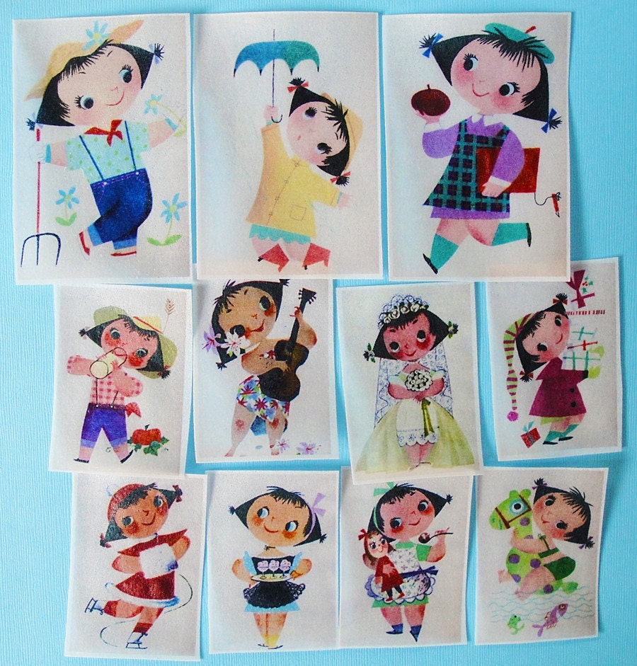 Little Vintage Girl edible image wafer paper for your cookies, cupcakes, cakes, fondant and chocolate