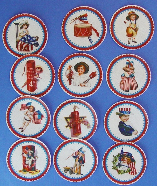 July 4th Vintage Image edible image wafer paper for cookies, cupcake toppers, cakes and chocolate