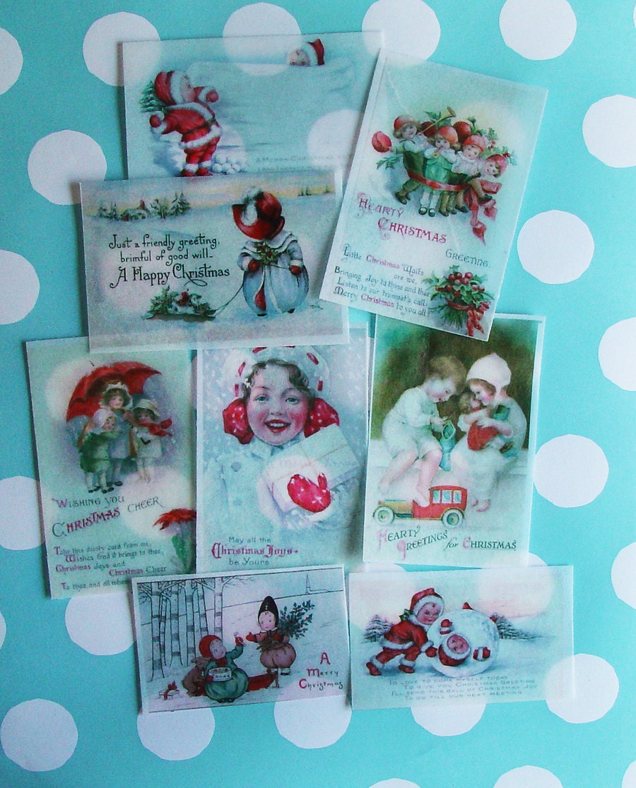 8 Red and Blue Christmas Edible Image Wafer Papers for your cookies, chocolates, cakes and baked treats