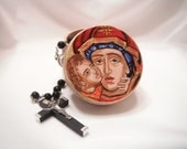 Madonna and Child Rosary Box - Hand painted Catholic keepsake - made to order