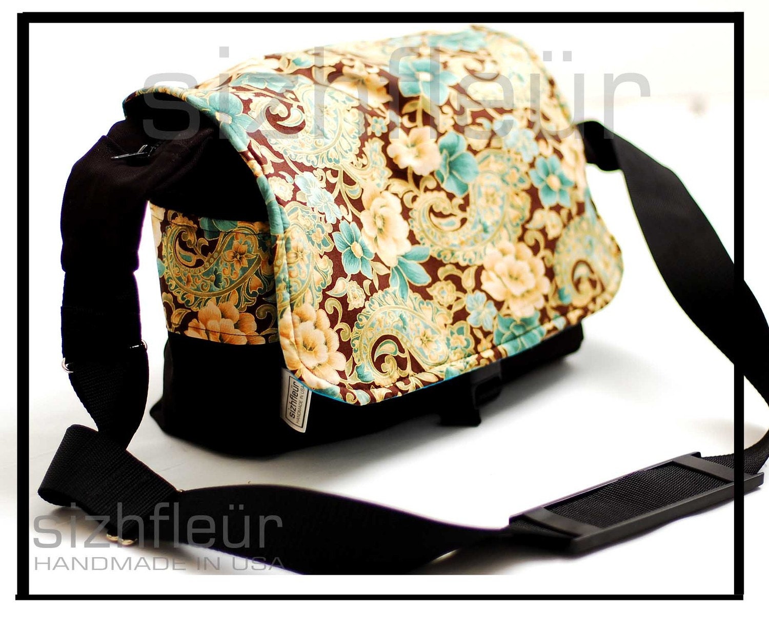 Original design for DSLR camera  in Turquoise - Bouquet Melody