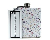 Petite Garden Liquor Flask 6 or 8 oz with Funnel and Tote Bag
