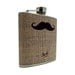 Personalized Brown Mustache Flask on Faux Burlap 6 or 8 oz with Funnel and Tote Bag Groomsman