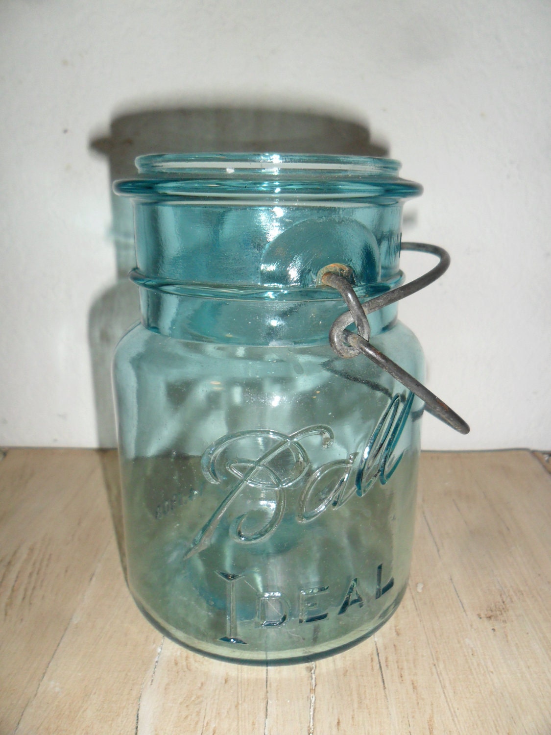 Pint Ball Mason Jar with Wire Clamp for Closure by oldbittersweet