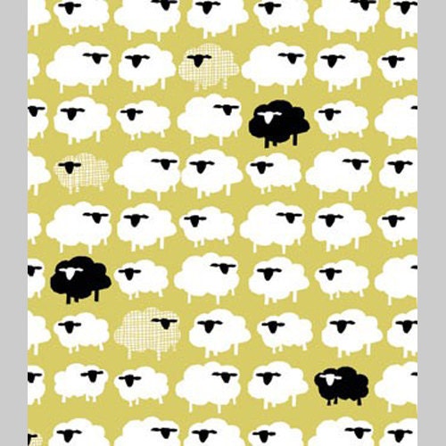 Fabric Monaluna Organic Cotton Fabric- Taali Collection - Bah Bah Black Sheep by Jennifer Moore - Half Yard Cut - Cute Childrens Fabric
