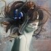 Art print, gather your thoughts, a girl with windy hair