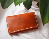 Personalized Card Holder / Coins Purse - Leather - Hand Stitched