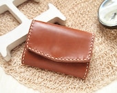 Personalized Coin Wallet / Purse - Leather - Hand Stitched