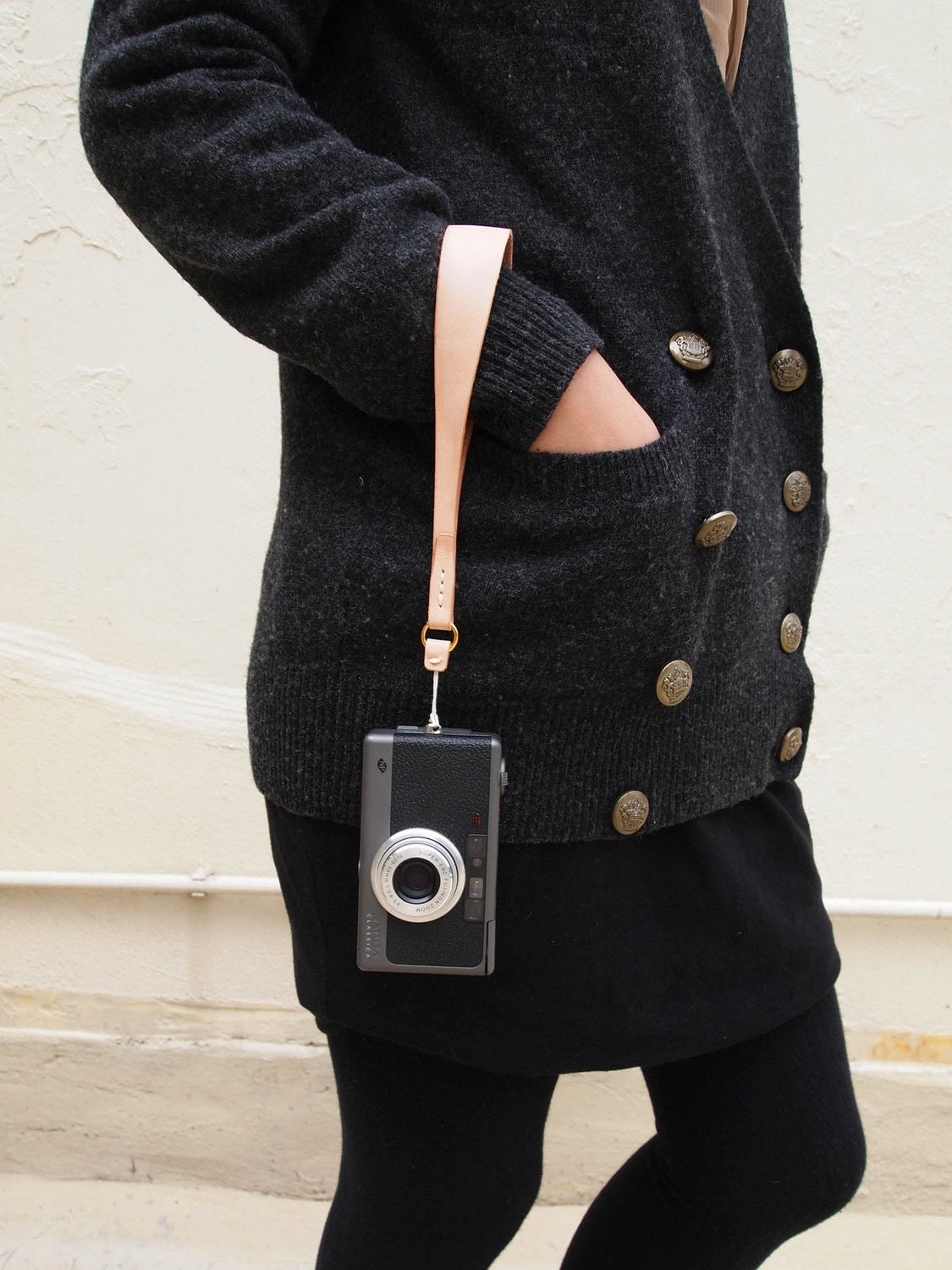 Personalized Camera Wrist Strap - Leather - Hand Stitched