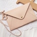 Personalized Envelope Clutch with Initial Letters - Leather - Nude - Hand Stitched - Front Page of Etsy